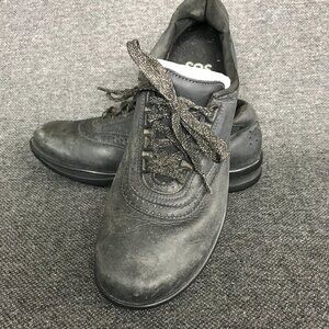 SAS Walk Easy Nero Black Leather Comfort Walking Shoes Sneakers Womens Size 12